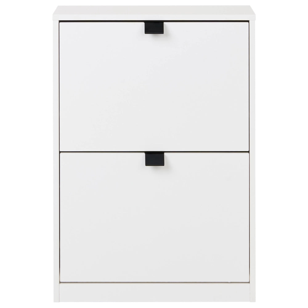 Scarpiera Bianca in MDF con 2 Scomparti Design Moderno per Ingresso