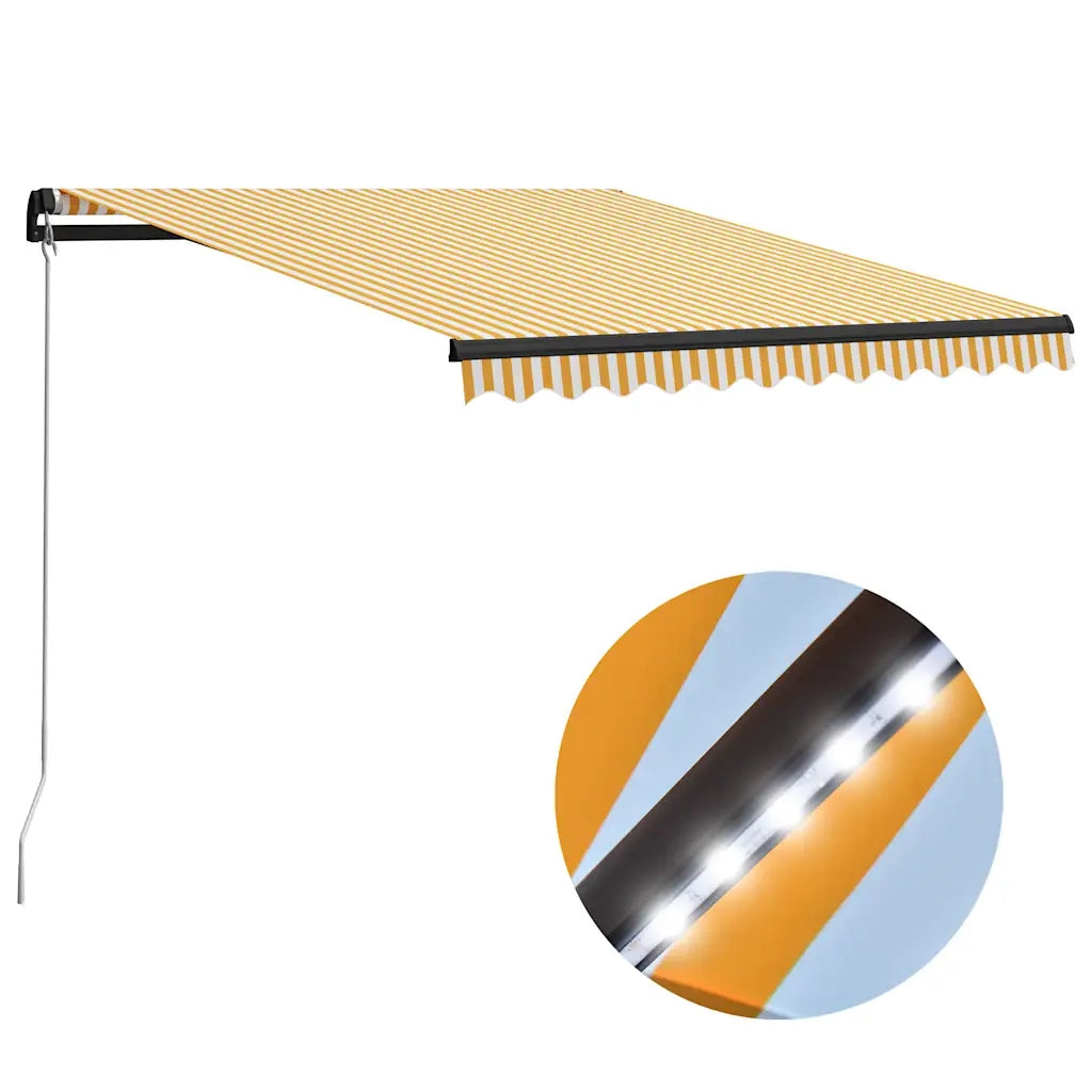 Tenda da Sole Manuale con LED 300x250 cm Gialla e Bianca cod mxl 33077