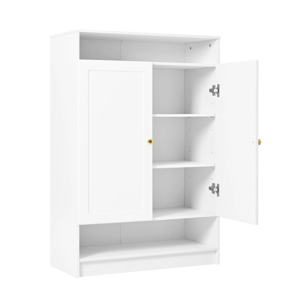 Scarpiera moderna bianca con ripiani regolabili e 2 ante, 73 x 34 x 109 cm