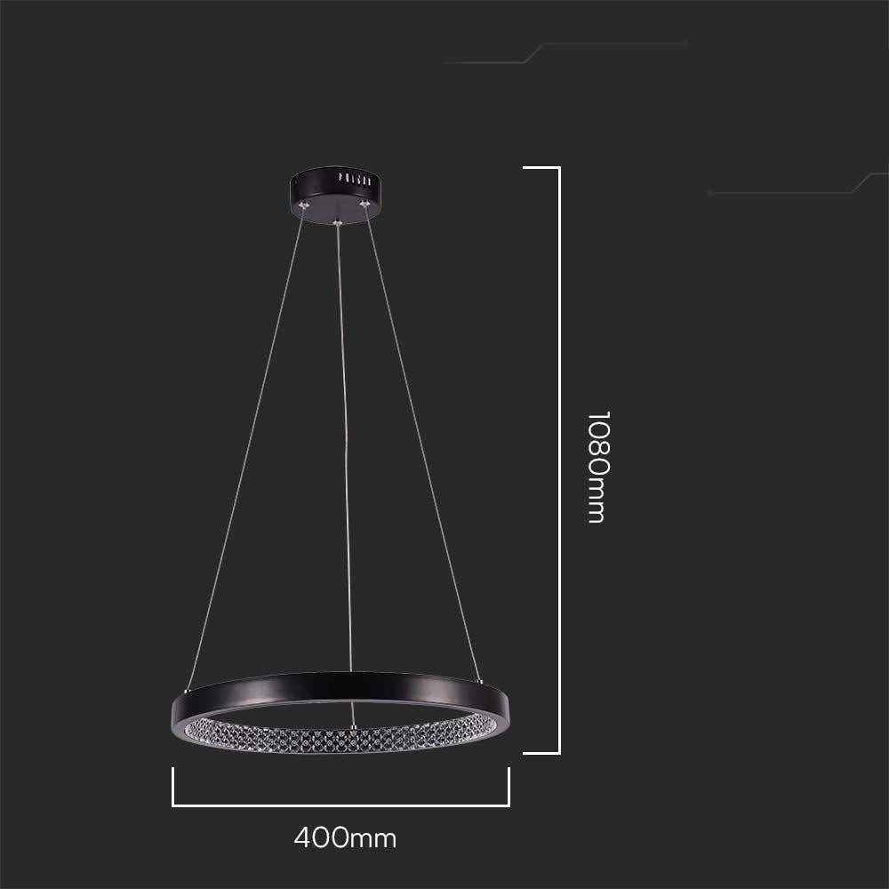 Lampada a sospensione LED 4000K anello nero V-TAC Ø40