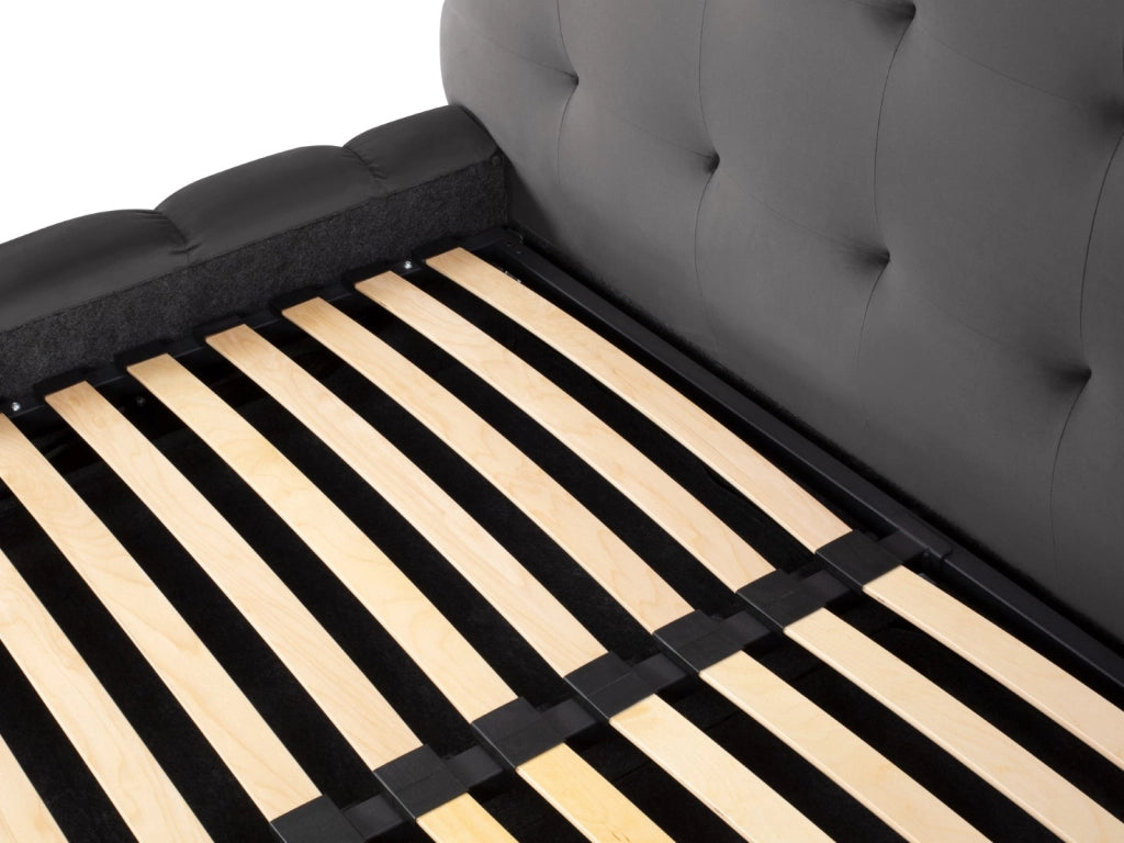 Cosmopolitan Design - Letto a cassettone con testiera "Bali" 180x200cm in velluto grigio 