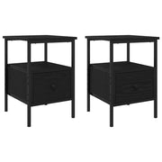 Set di 2 Comodini | Armadio da Notte | Mobiletto da notte con cassetto Rovere Nero 34 x 36 x 50 cm