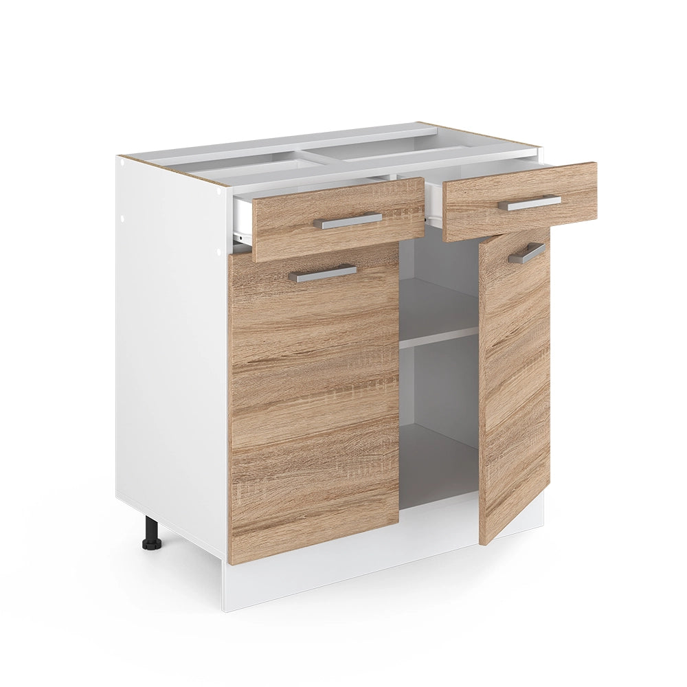 Mobiletto base per cucina R-Line Sonoma/Bianco 80 cm, PL Rovere Vicco