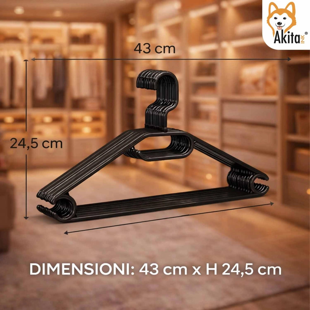 Akitaink Set 12 Grucce in Plastica Nero Gancio Girevole 360