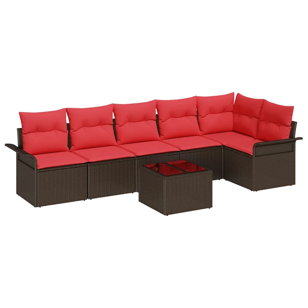 Set Divano da Giardino 7 pcs Marrone polyrattan