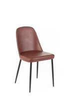 E-STYLO Sedia da pranzo in soft touch bordeaux e gambe in metallo nero, 52cm X 45cm H. 85cm.