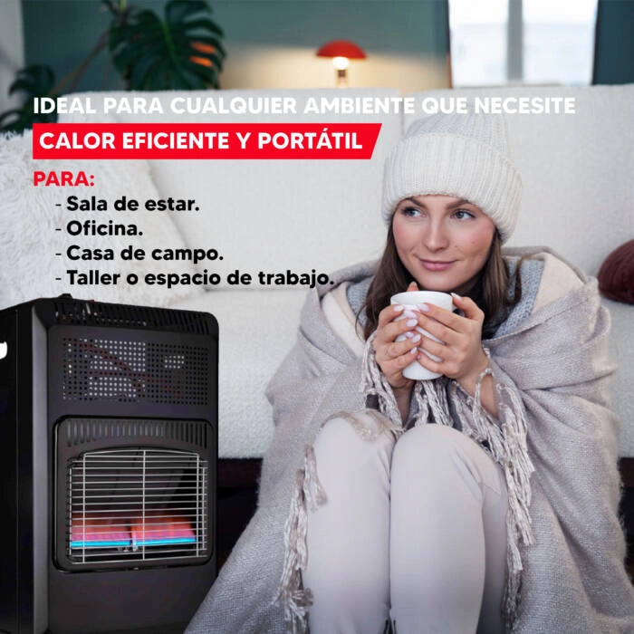 Stufa a gas pieghevole 3500W a fiamma blu con 2 livelli e ruote, consumo 255 g/h per riscaldamento ambienti - Sogo