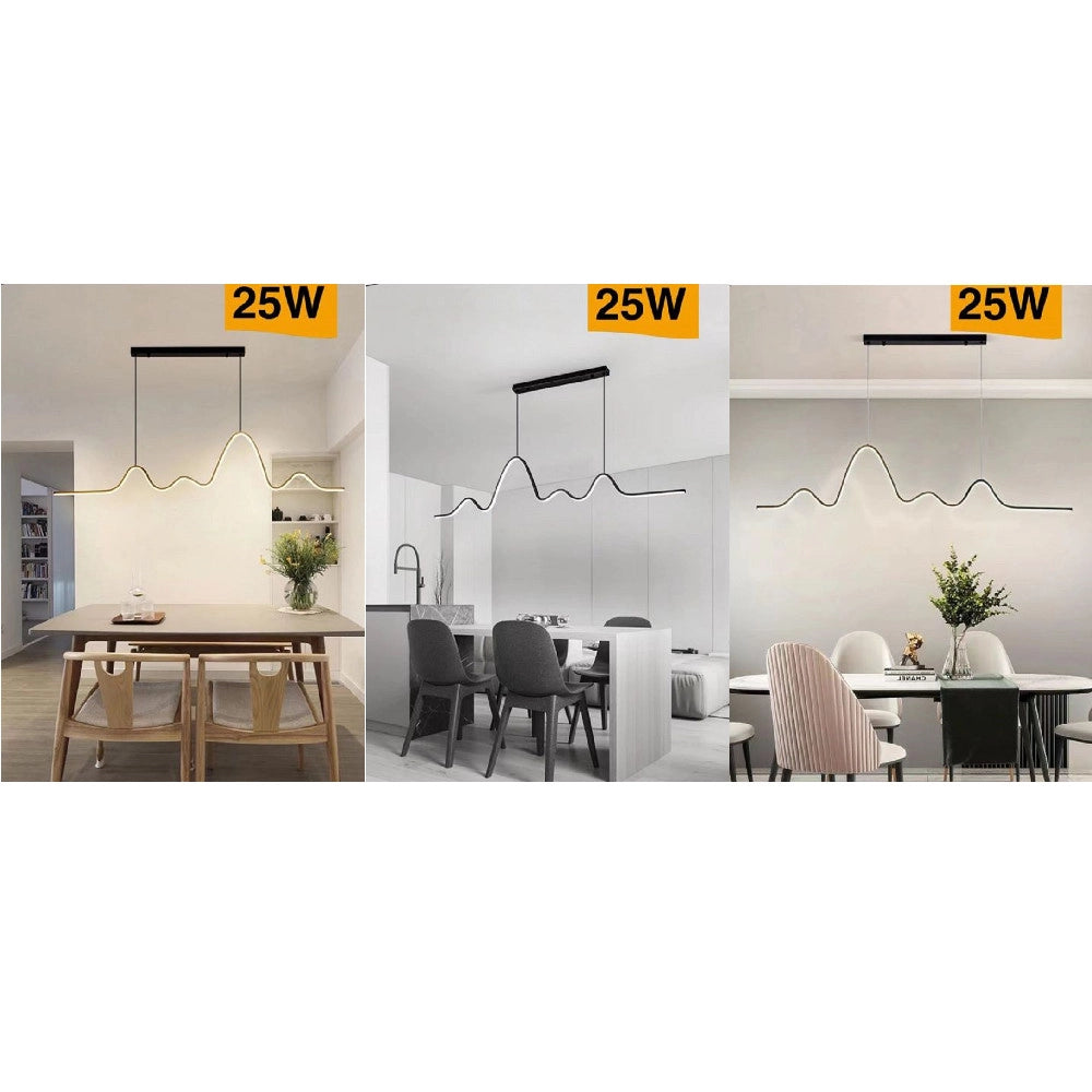 Trade Shop - Lampadario Sospensione Led 25w Moderno Onda Sfalsata Luce 4000k 6500k 3000k B73n -