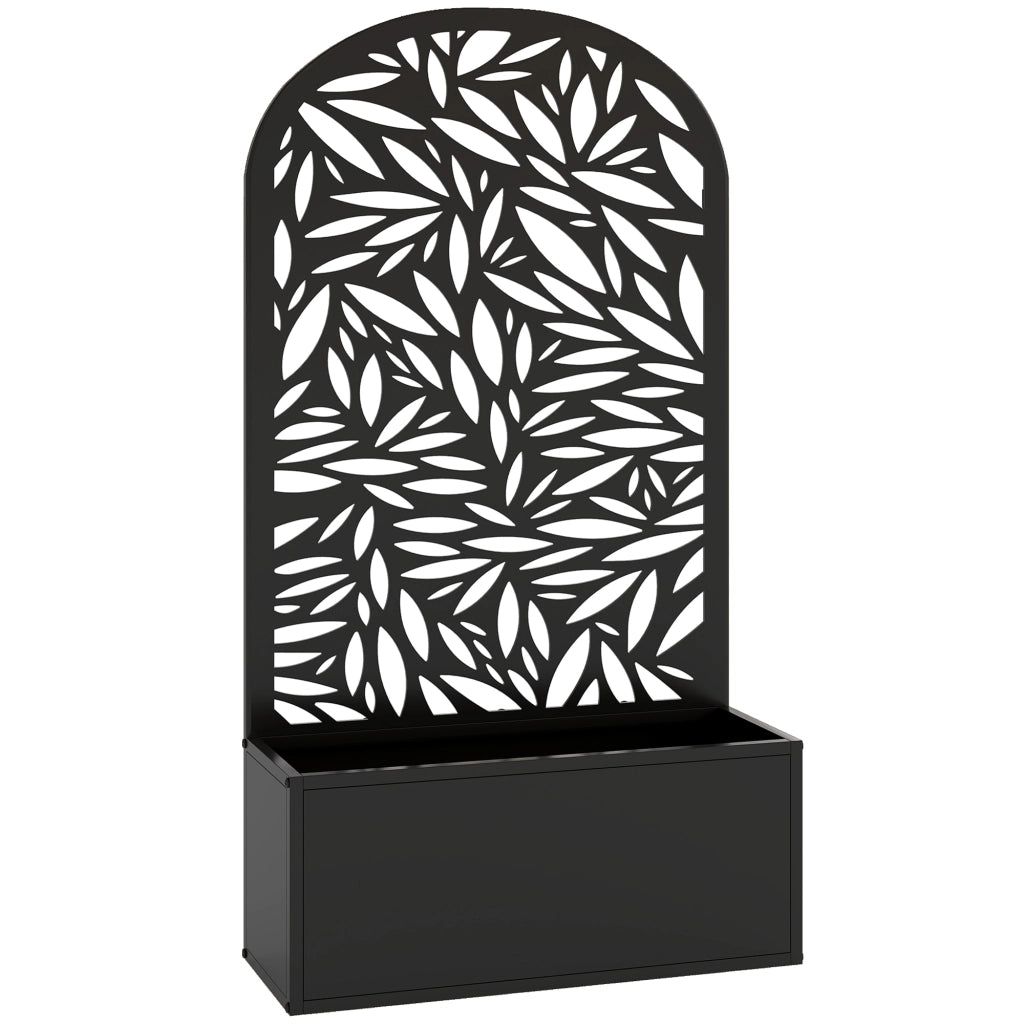 Fioriera con Traliccio ad Arco per Rampicanti 61x23x113 cm con Fori di Drenaggio in Metallo Nero