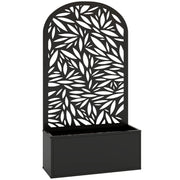 Fioriera con Traliccio ad Arco per Rampicanti 61x23x113 cm con Fori di Drenaggio in Metallo Nero
