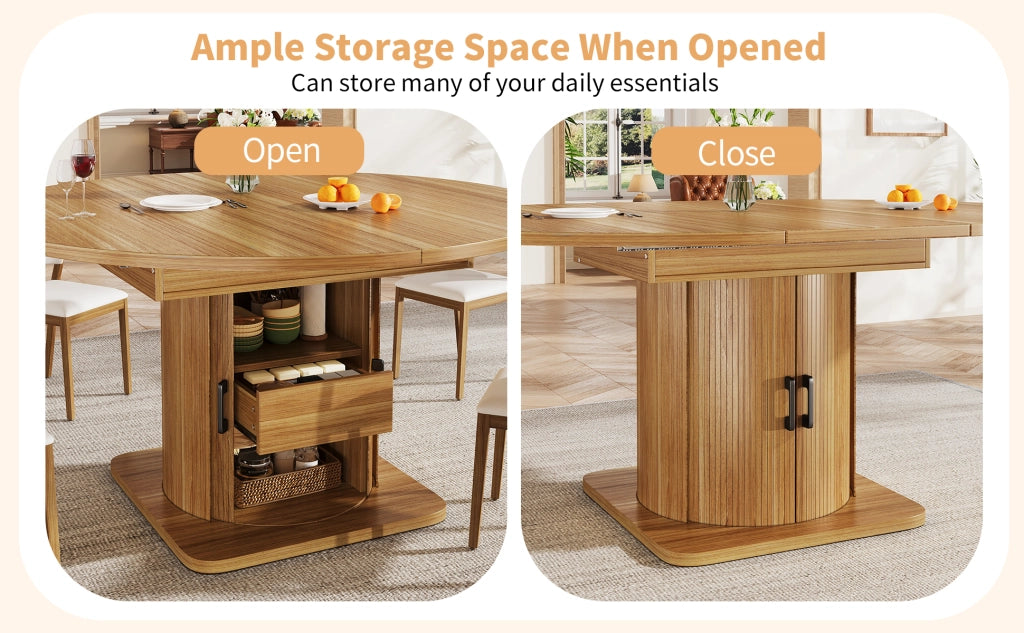 Tavolo da Pranzo Allungabile con 4 Sedie e Cassetto ¨C MINIMAL ¨C Legno Scuro, Set 5 Pezzi per 4-6 Persone