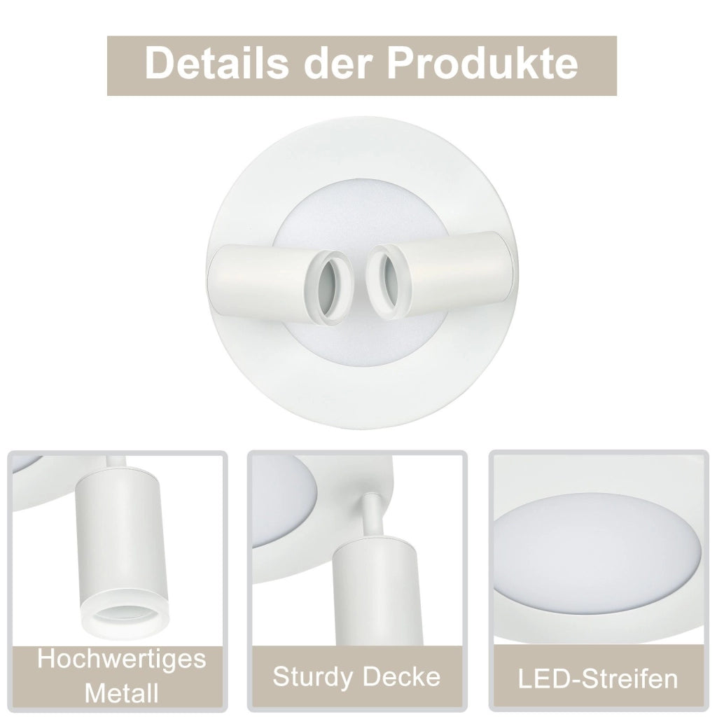 ZMH Faretto da soffitto 2 lampadine GU10 20W camera 3000k Girevole Orientabile in metallo 350°
