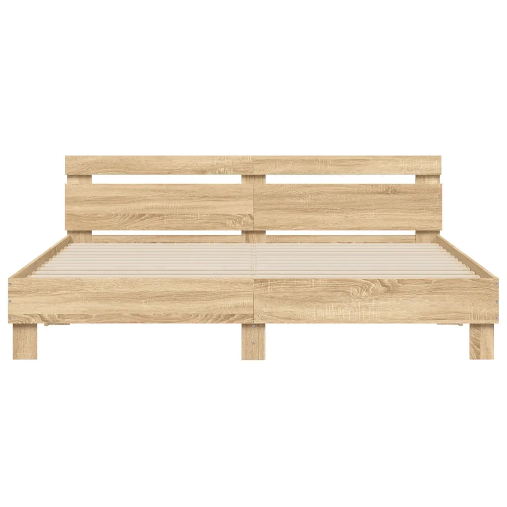 Letto matrimoniale | Letto per adulti | Giroletto Testiera Rovere Sonoma 180x200 cm Legno Multistrato