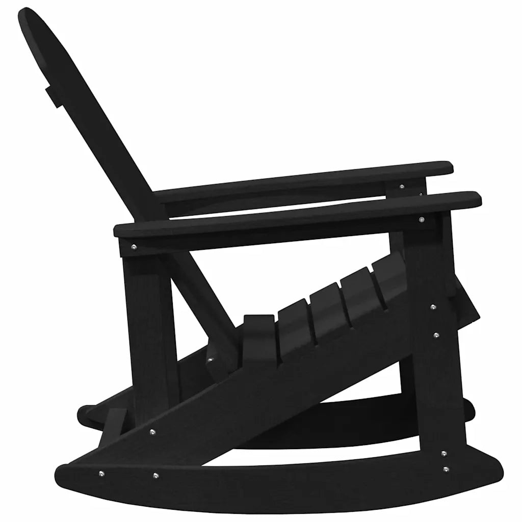 Poltrona a dondolo-Sedia a dondolo Adirondack Nero HDPE