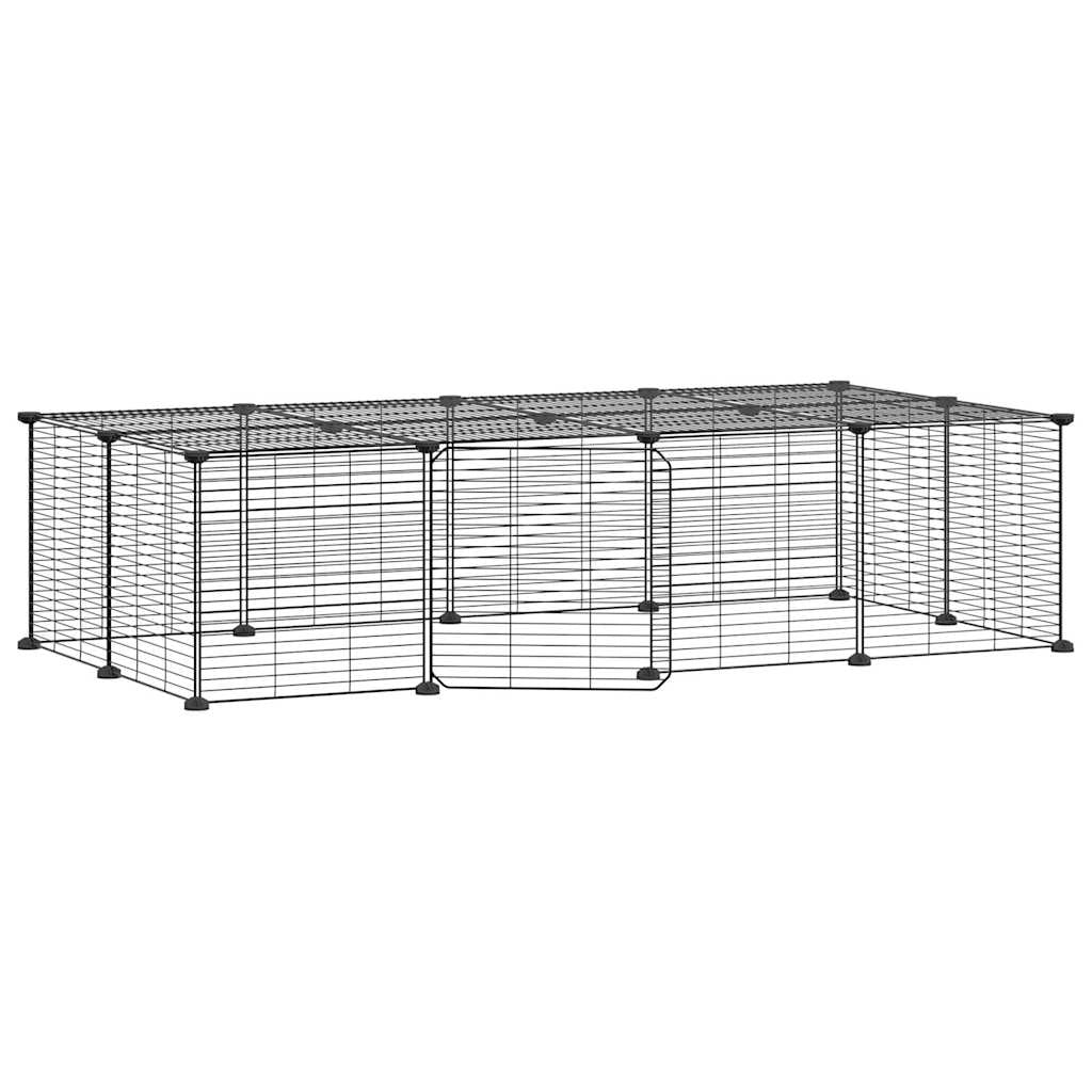 Gabbia per animali domestici a 20 pannelli con porta 35 x 35 cm nera 02_0041564