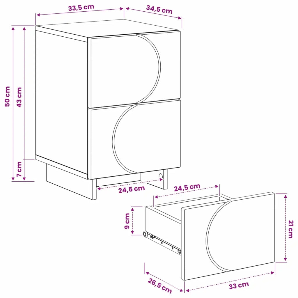 Armadio da Notte Legno di quercia 33,5 x 34,5 x 50 cm 8011401