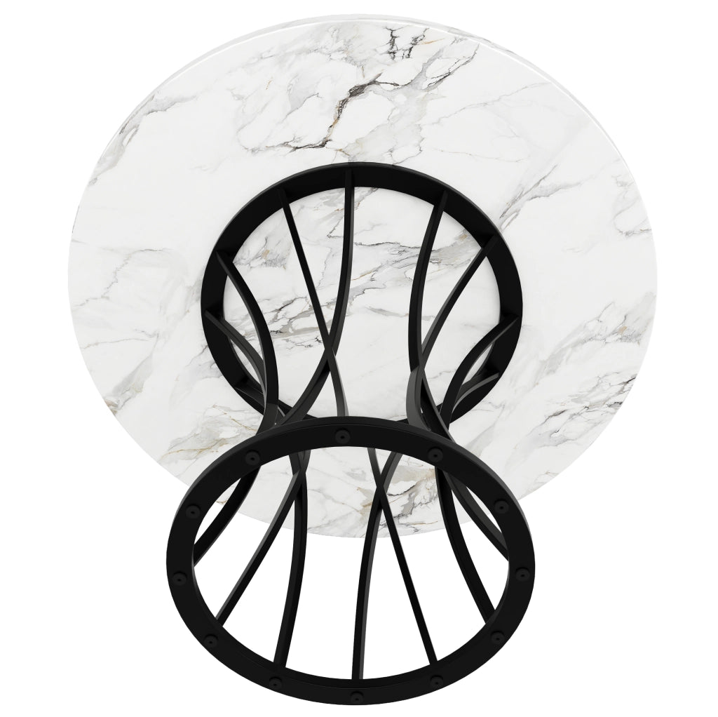 Tavolo da pranzo 80x80x76 cm in MDF effetto marmo e metallo