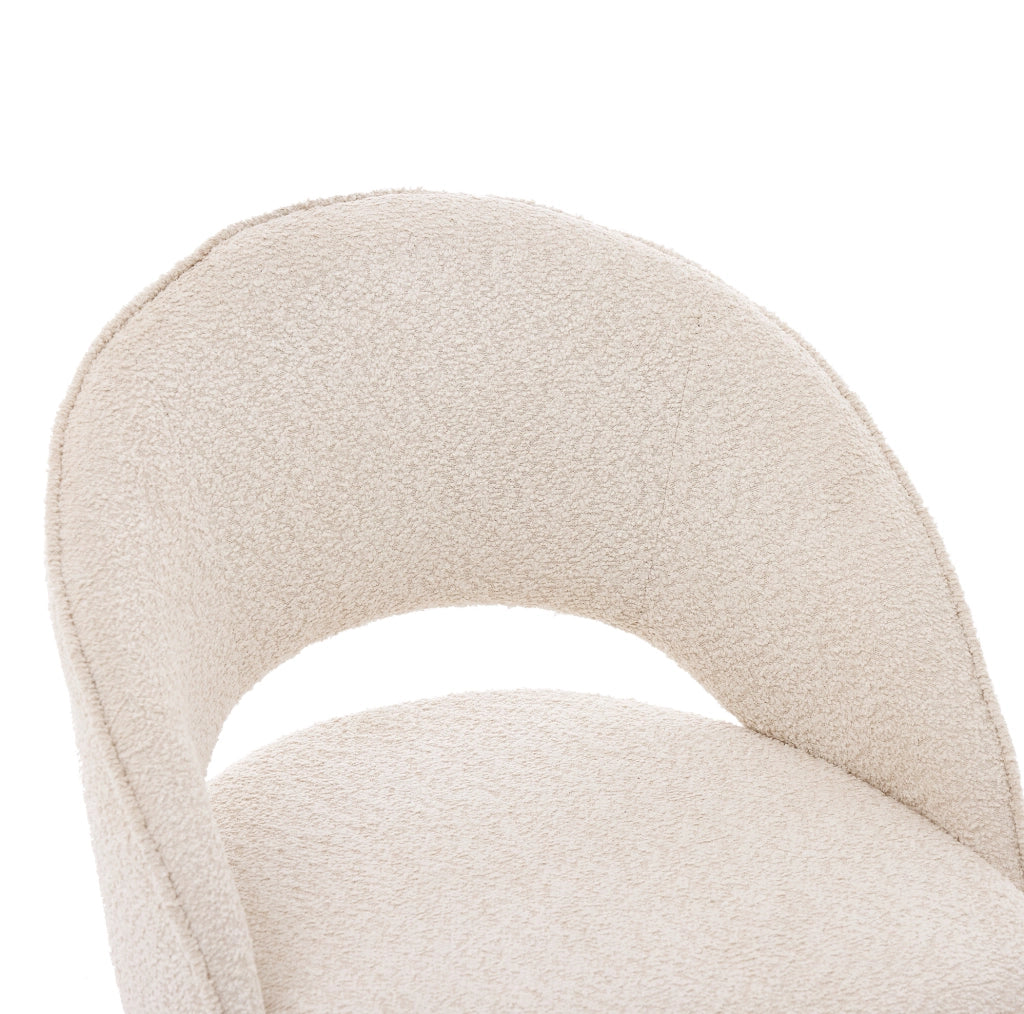 Set di 4 sedie da pranzo 59.0x56.0x80.0 cm con rivestimento bouclé e gambe in metallo beige e oro