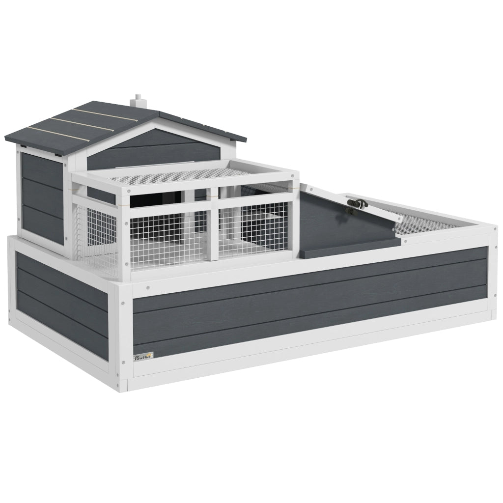 Casetta per tartarughe 2 piani ¨C Minimal ¨C Legno abete grigio 60x40x30