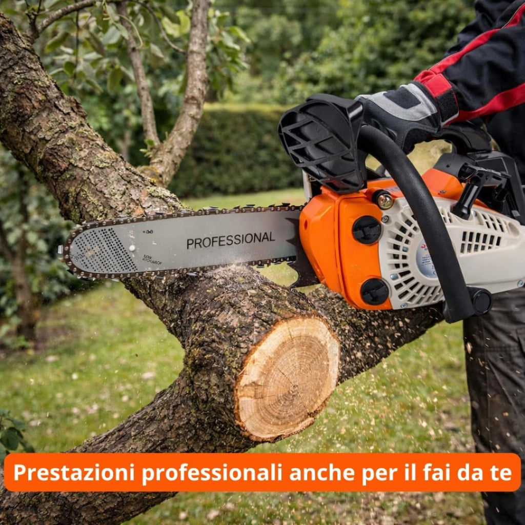 Motosega a Scoppio 25cc 2 Tempi Professionale, Lama 25 cm per Potatura e Taglio Legno, Mini Motosega Benzina Compatta, Kit Montaggio Incluso, Ideale per Fai da Te e Professionisti