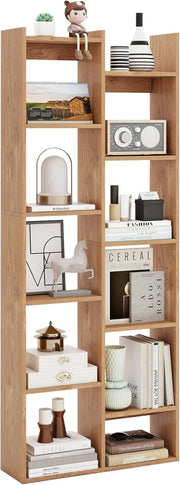 Scaffale in Legno per Libri, Libreria a 12 Ripiani con Kit Anti-Ribaltamento, Unità di Stoccaggio a Forma di Albero, Ideale per Casa Ufficio, 65 x 20 x 162 cm (Naturale)