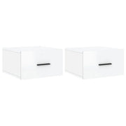 Set di 2 Comodini | Armadio da Notte | Mobiletto da notte a Muro Bianco Lucido 35x35x20 cm