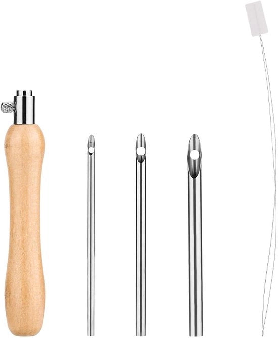 Kit di punteria Punch Needle con 5 punterie Punch Needle e manico e threader per adulti - kit di ricamo per principianti con punto di croce - kit di strumenti Punching con punterie metalliche