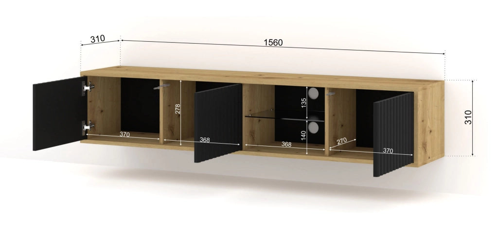 MOBILE MITA PORTA TV 156 ROVERE ARTIGIANALE NERO OPACO