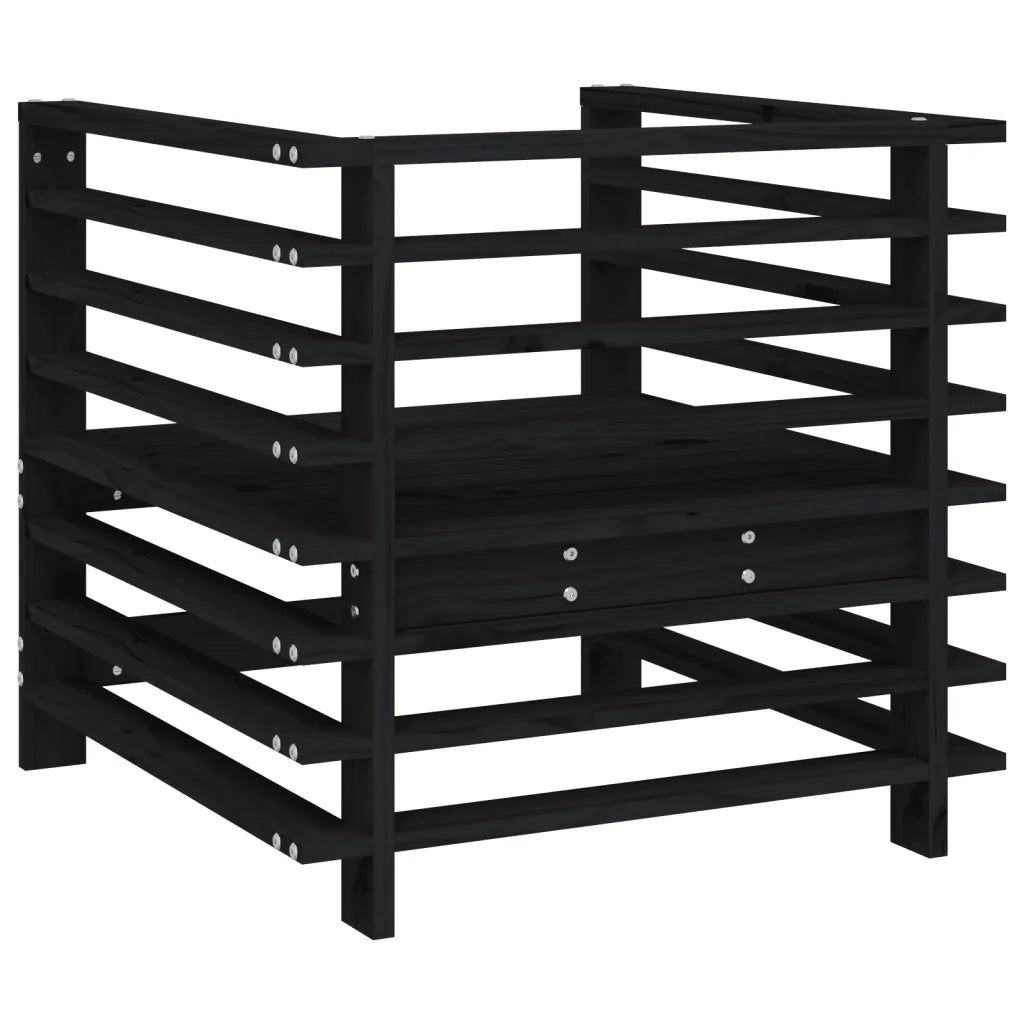 Sedia da patio-Sedie da Giardino 2 pz Nere in Legno Massello di Pino 140145