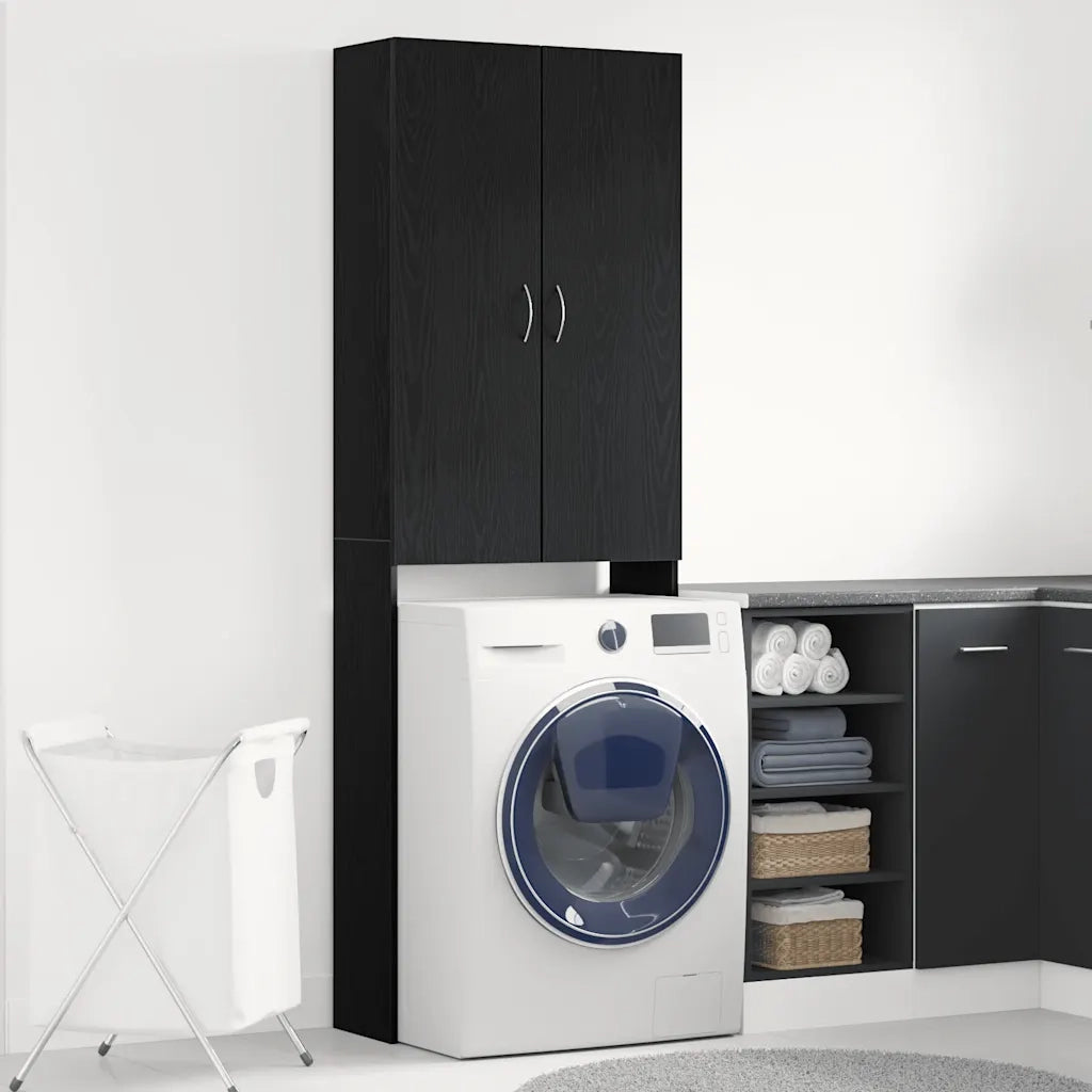 Mobile per Lavatrice Rovere Nero 64x25,5x190 cm CFW7927672