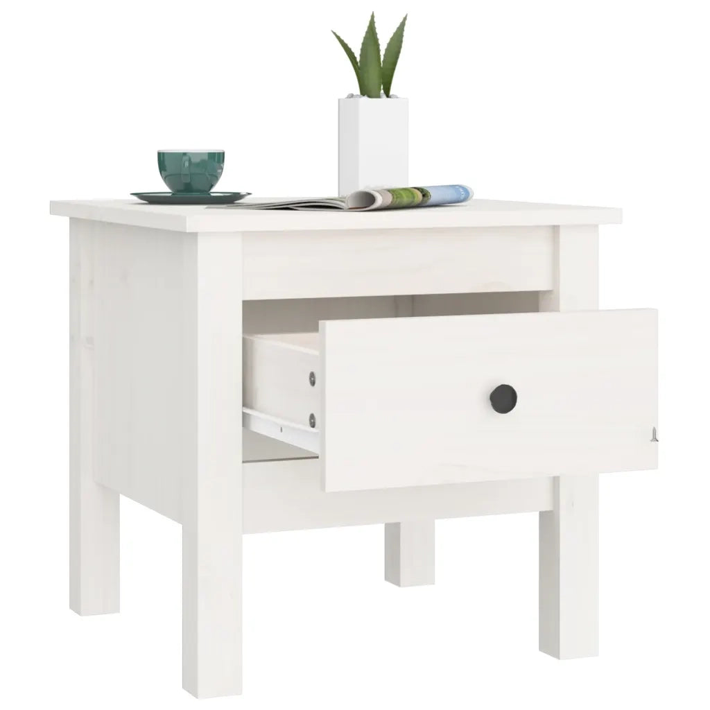 Tavolino Bianco 40x40x39 cm Legno Massello di Pino cod mxl 13603