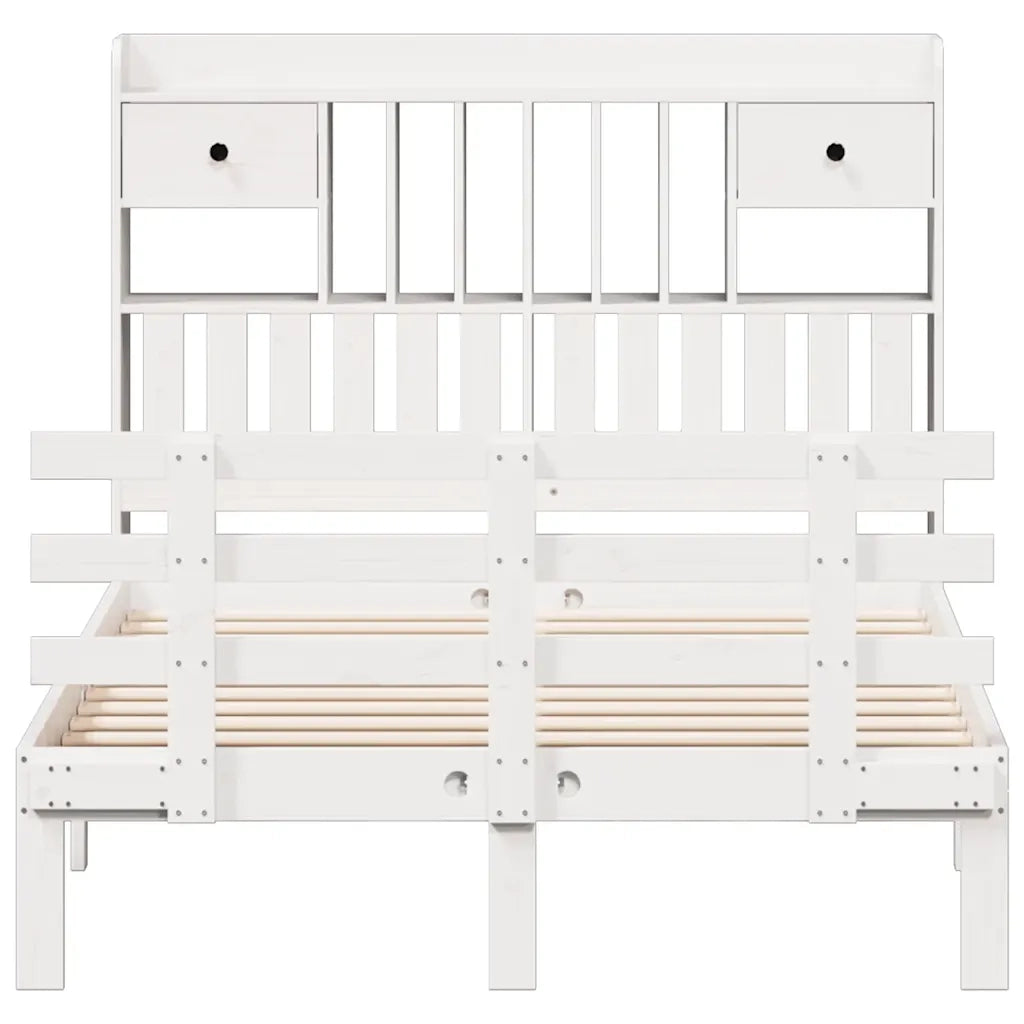 Letto Libreria senza Materasso Bianco 135x190 cm Legno di Pino 3322787