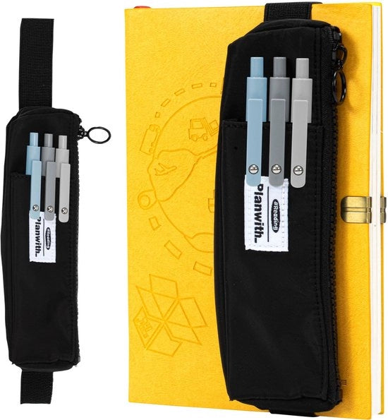 Etui portatile, contenitore per penne, quaderno di appunti, etui portatile con cinturino elastico regolabile, contenitore per agenda, accessori scolastici