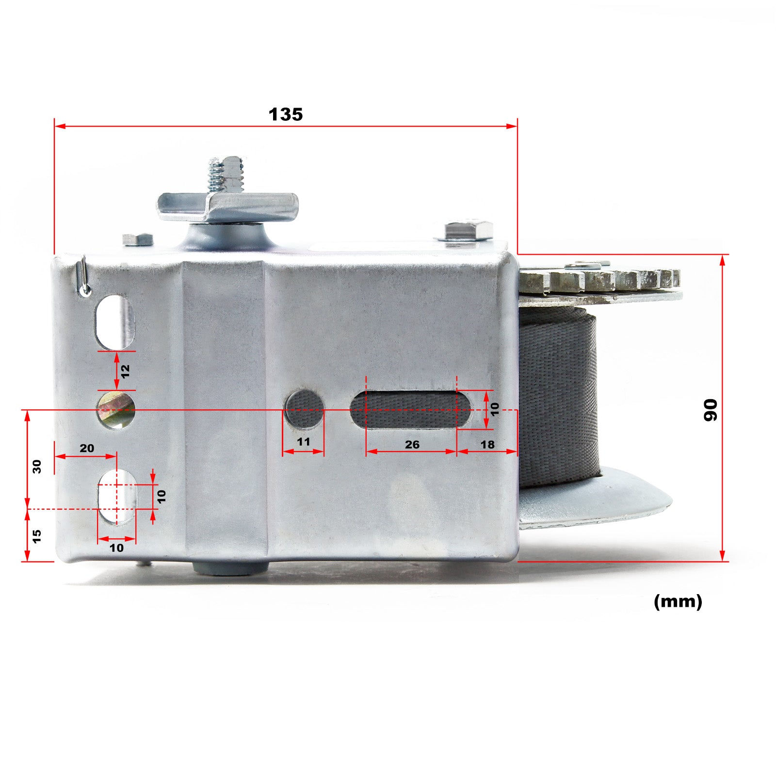 Verricello manuale 550 kg 7 m rapporto di trasmissione 4.1:1 argano con fascia
