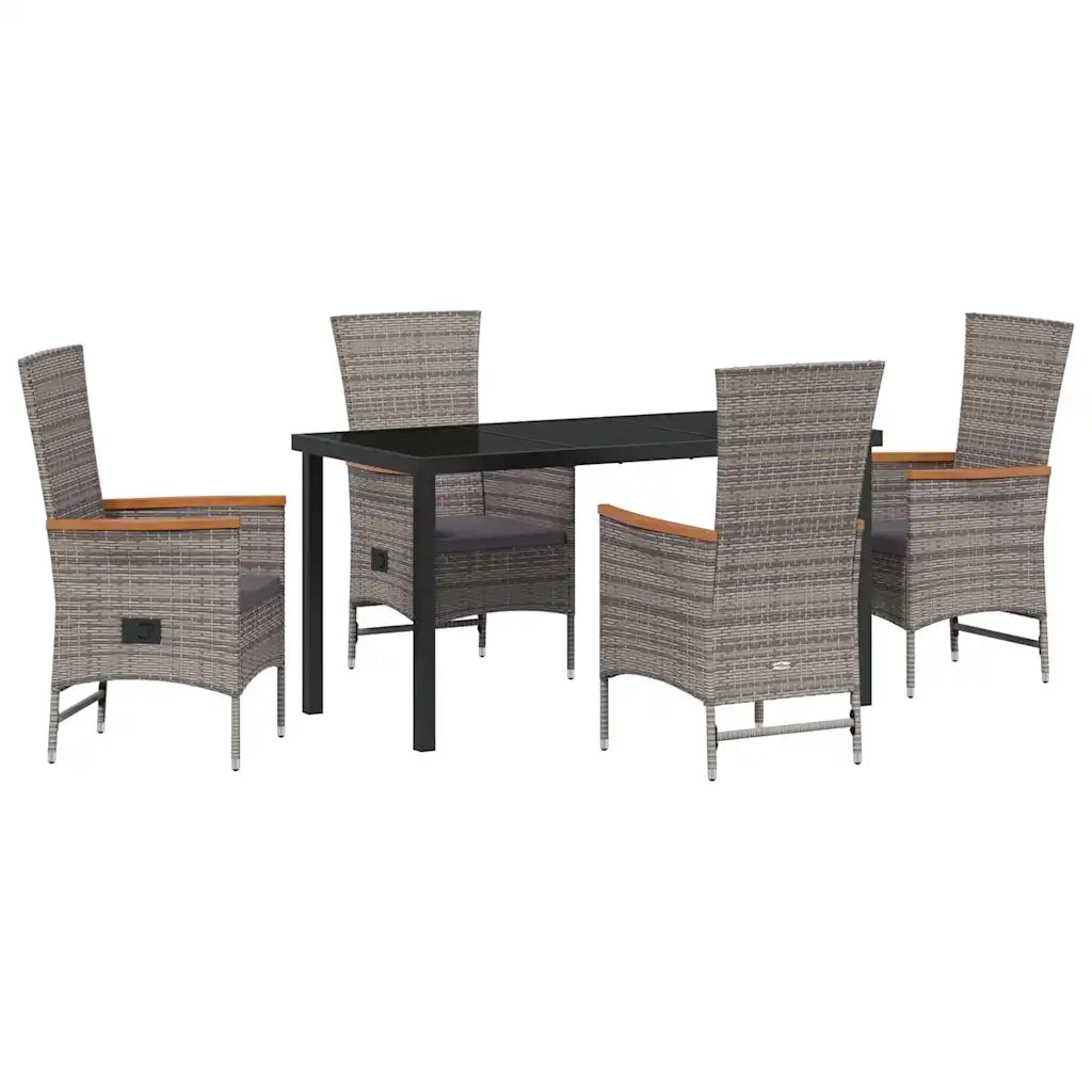 Set da Pranzo per Giardino con cuscino 5 pcs Grigio 3379438