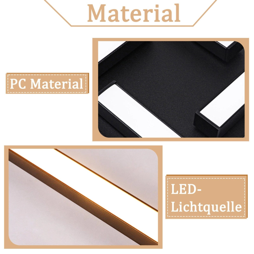ZMH Lampada da soffitto LED soggiorno nero 24W moderna 3000k Lampada da soffitto cucina sala da pranzo