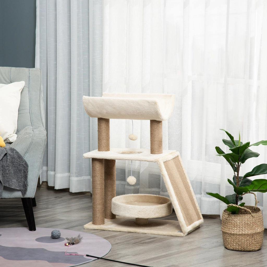 Casetta Gatto con Yute e Felpa ¨C zephmum ¨C 60x30x76 cm Marrone Chiaro