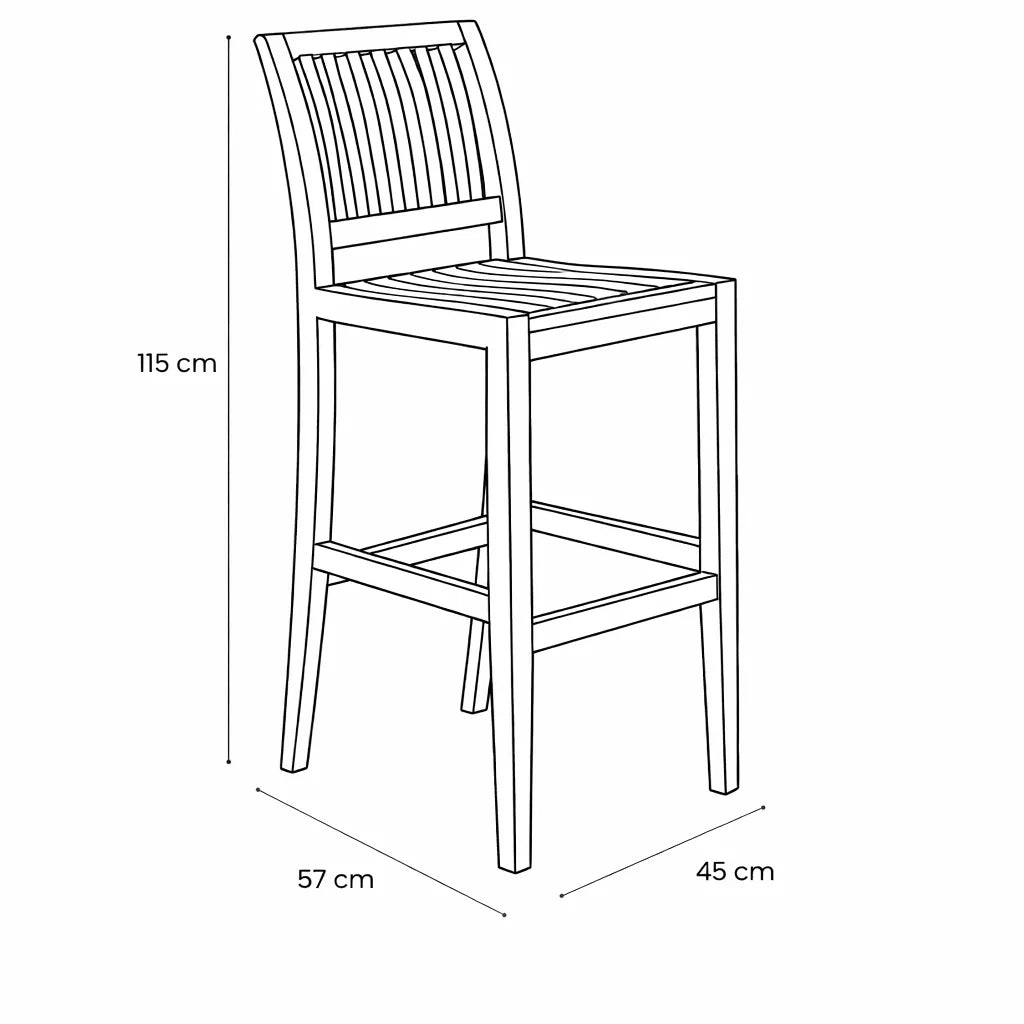Sgabello alto da esterno in Legno Teak - Tabouret