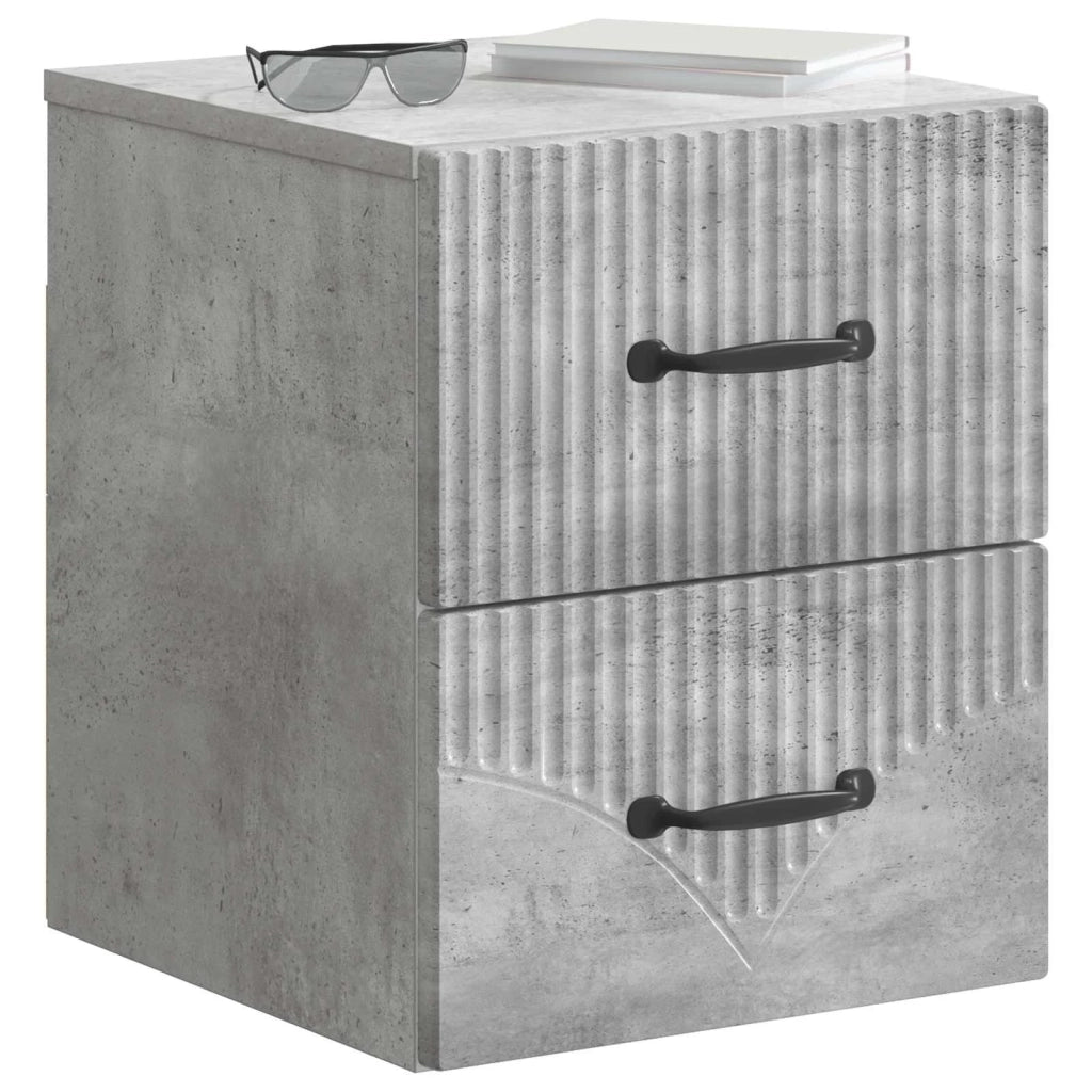 Mobiletto da notte a muro Grigio Cemento 34,5 x 33 x 40 cm