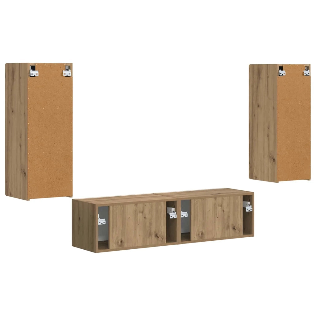 Set mobile TV 2 pz | Armadietto TV | Mobile Porta TV Rovere artigianale Legno multistrato