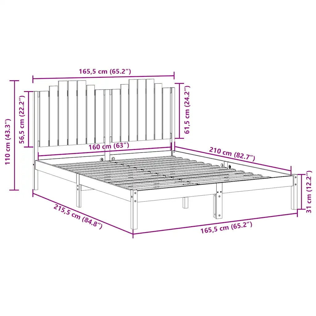 Giroletto Extra Lungo senza Materasso 160x210 cm Legno Massello 3309217