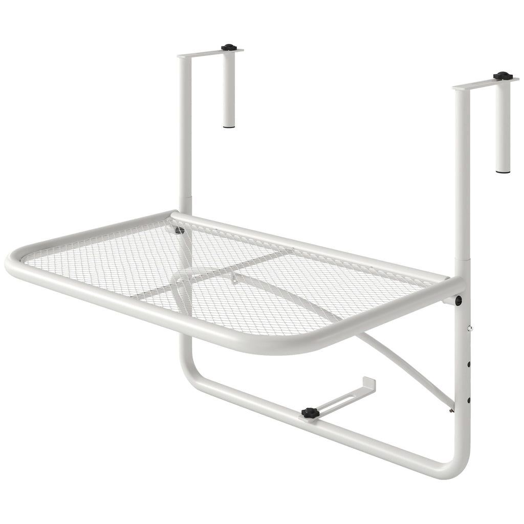 Tavolo da balcone regolabile ¨C zephmum ¨C bianco metallo 60x56x50 cm