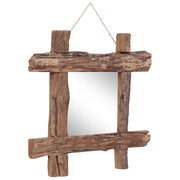 Specchio con Tronchi Naturale 50x50 cm in Teak di Recupero 283933