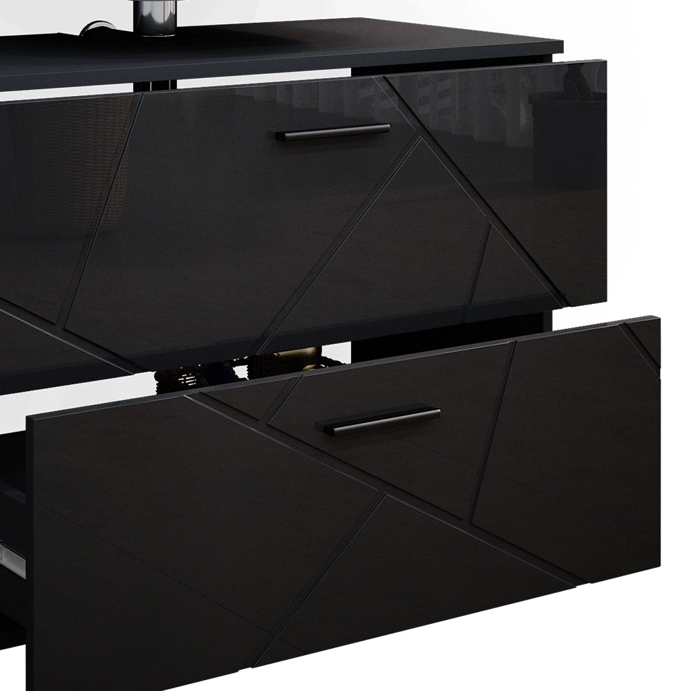 Vicco Set mobili bagno Antracite lucido 4 pezzi, con cassettiera e mobile midi