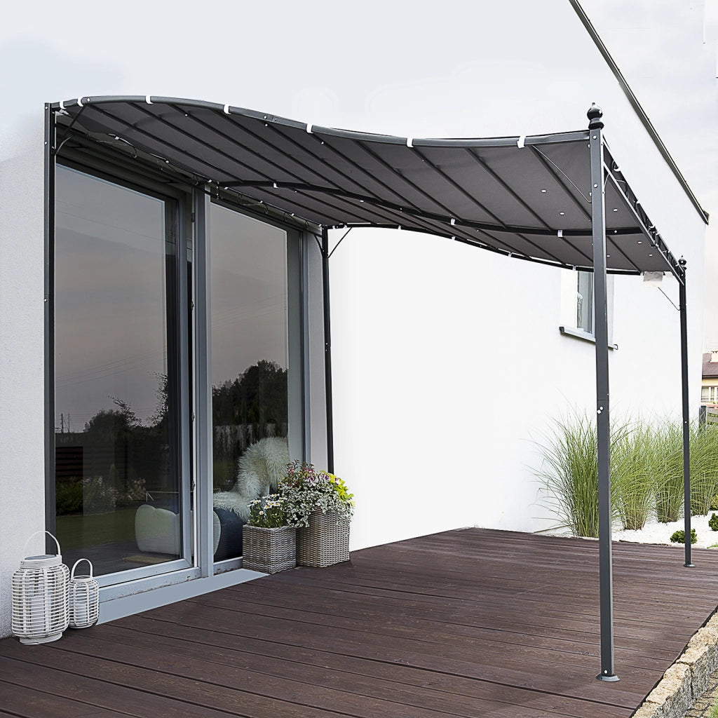 Pergola da giardino 3x3m ¨C Zephmum ¨C Grigio metallo poliestere impermeabile