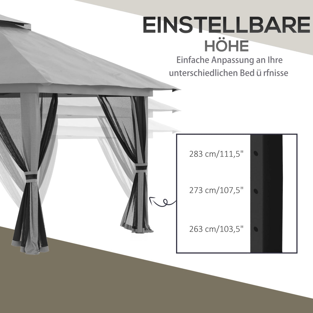 GAZEBO Pop-Up 392x392 cm Grigio Scuro in ferro con pareti laterali