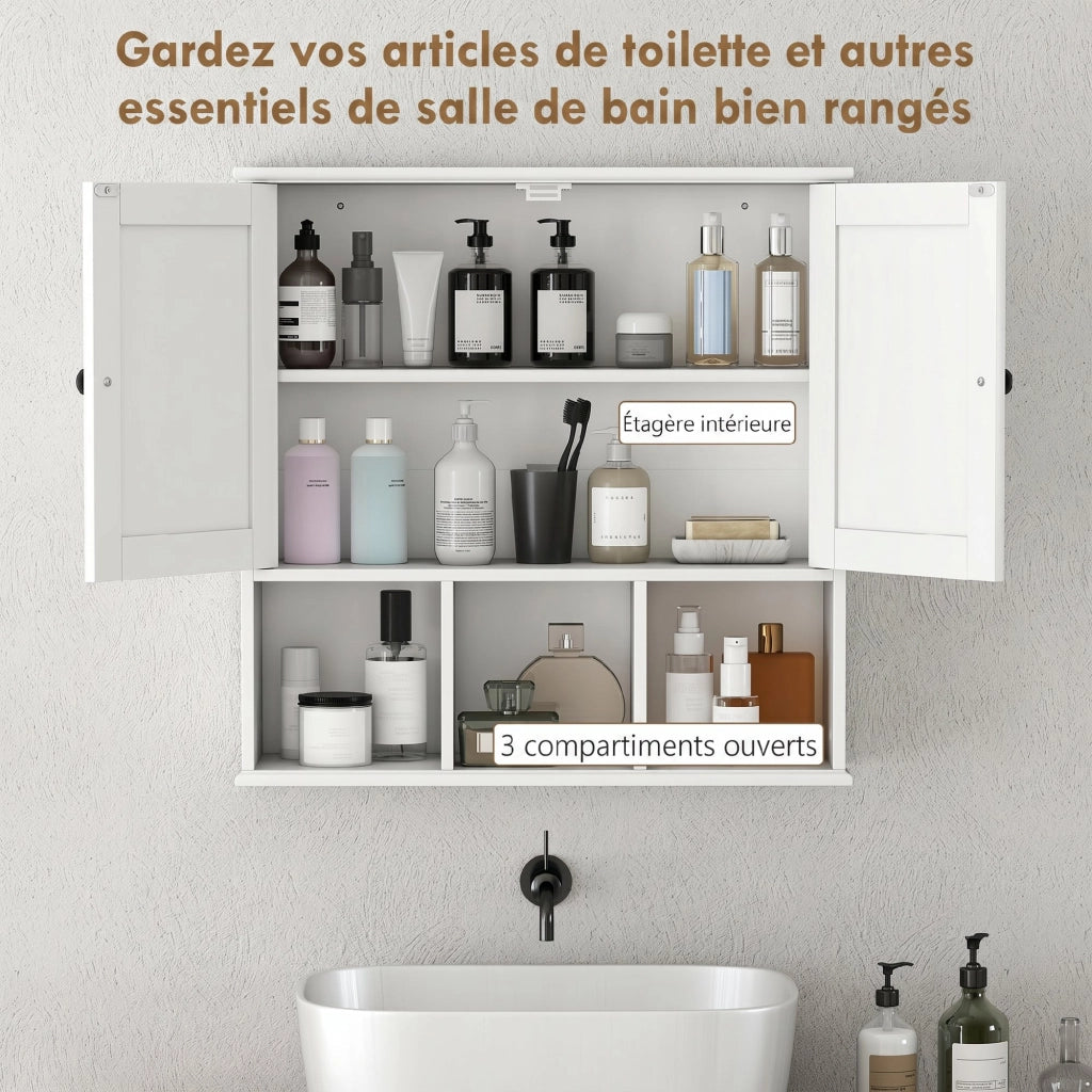 Armadietto da Bagno Sospeso con 2 Ante e Ripiani Regolabili ¨C Xylo ¨C Bianco