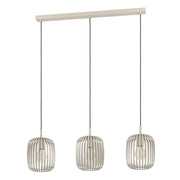 Lampadario A Sospensione Minimal Romazzina Lineare Acciaio Sabbia 3 Luci E27