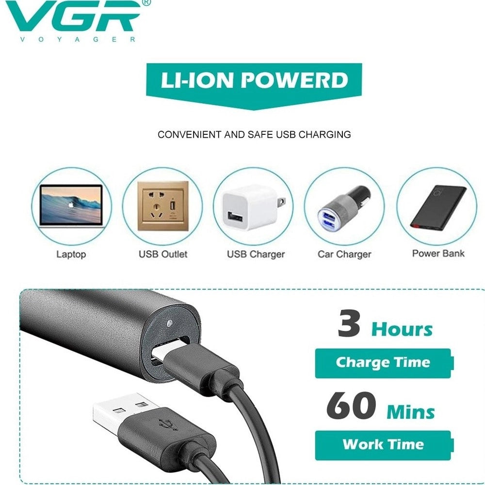 Trade Shop - Rifinitore A Batteria 2in1 Orecchie Naso Multifunzionale Professionale Vgr V-615 -