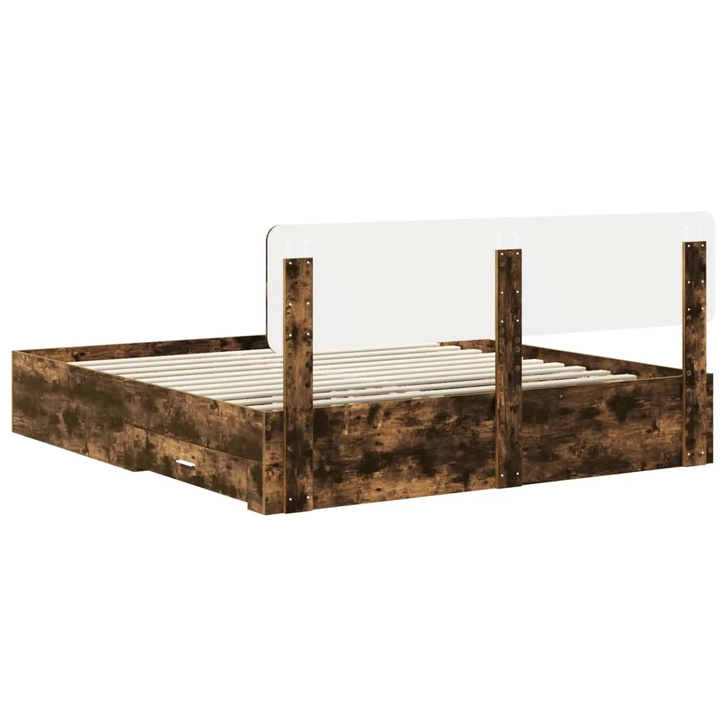 Struttura del letto Rovere fumé 200 x 200 cm Legno multistrato